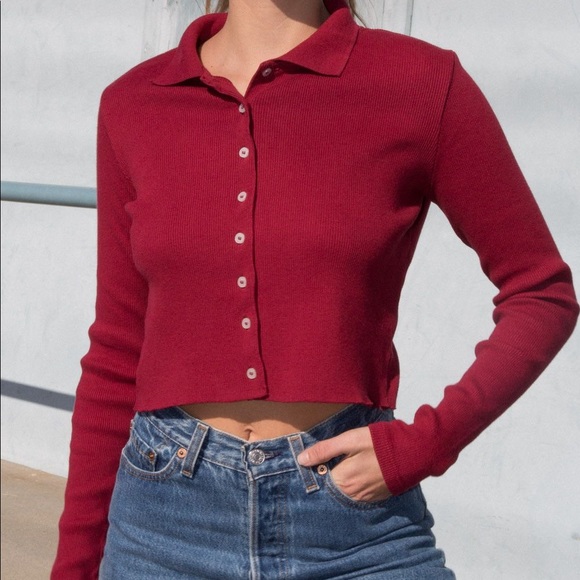 Brandy Melville Tops - Brandy Melville Red Long Sleeve Caroline Top